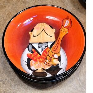 Set 4 Certified International Tracy Flickinger Individual Dip Dish Orange Black